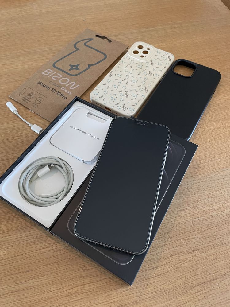 Iphone 12 Pro Graphite 128GB perfekcyjny stan, zestaw szklo etui kabel