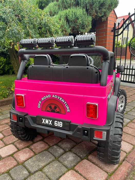 Dwuosobowe Auto na akumulator DUŻY JEEP DLA DZIECI 4×4 EVA RÓŻOWY MP4