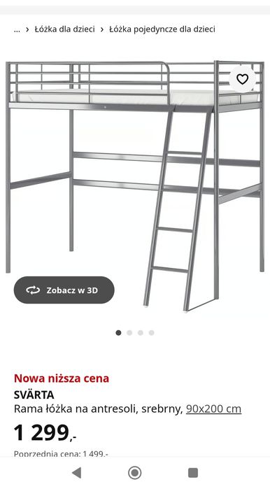 Łóżko piętrowe z antresolą