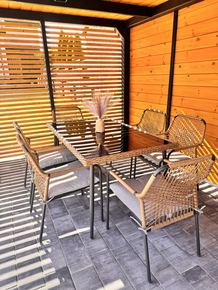 Komplet mebli ogrodowych  boho stół 6 krzeseł
