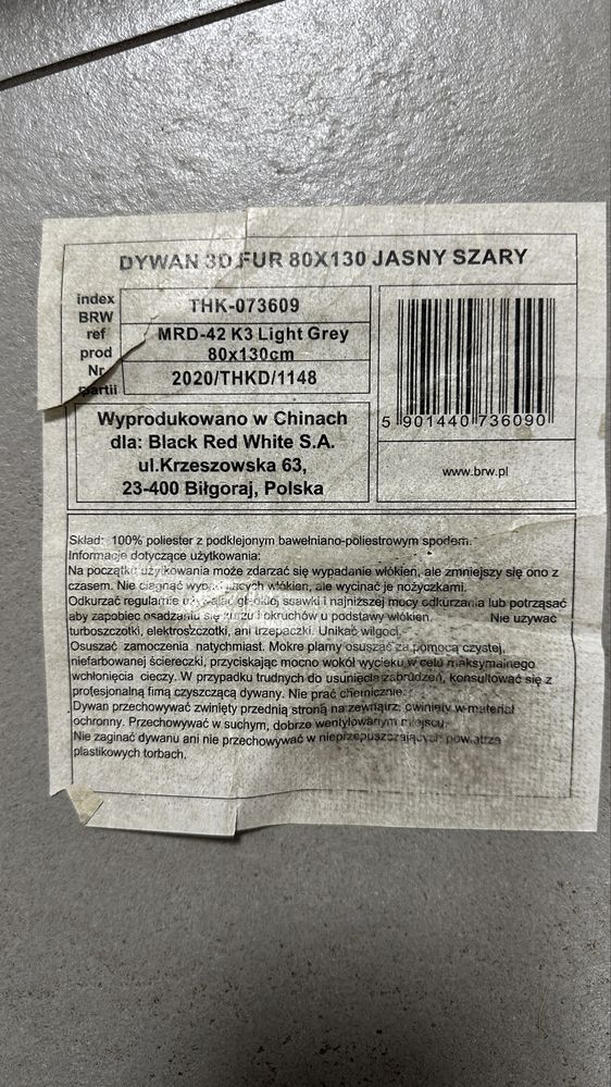 Szary dywan dywanik 80x130 80