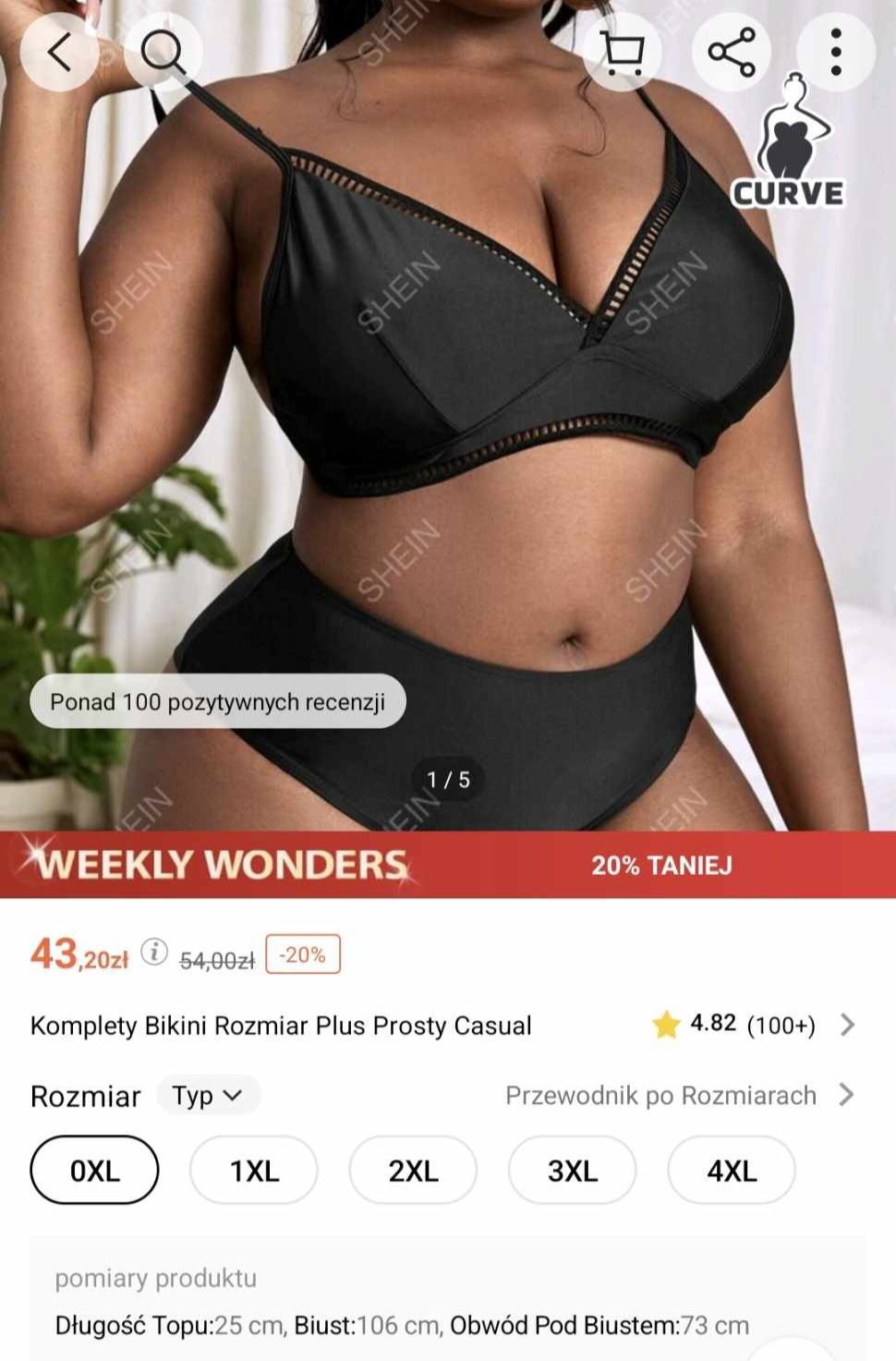 Komplet czarne bikini XL/2XL