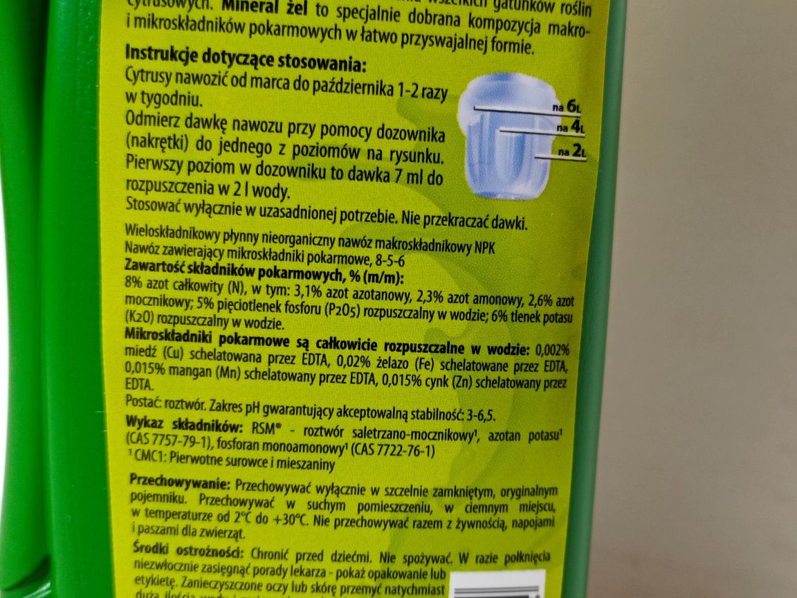 Nawóz żel do cytrusów, roślin cytrusowych 250 ml