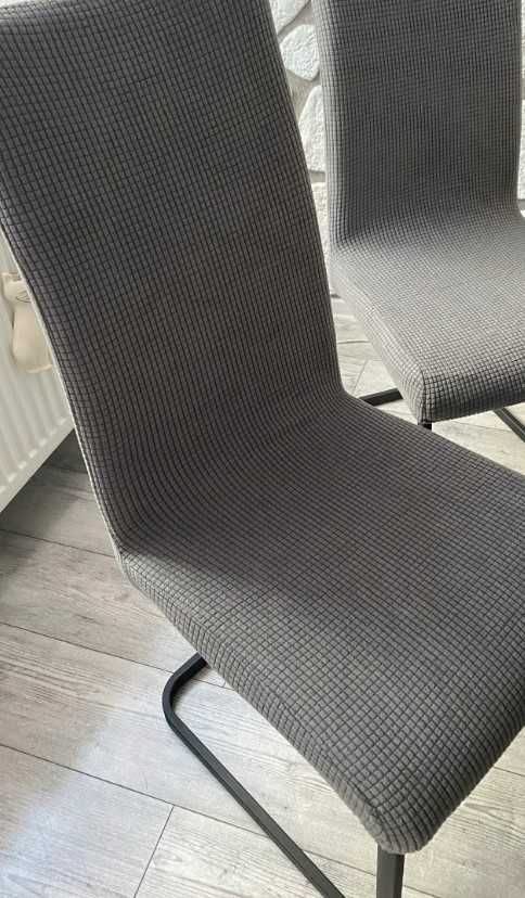 Pokrowce na krzesła 4 sztuki żakardowe elastyczne uniwersalne szare