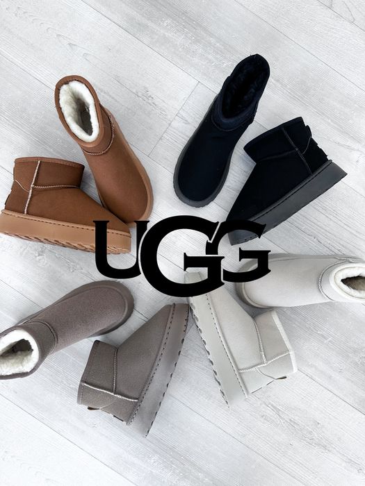 Замшеві чоботи угги ugg mini platform, уггі на платформі