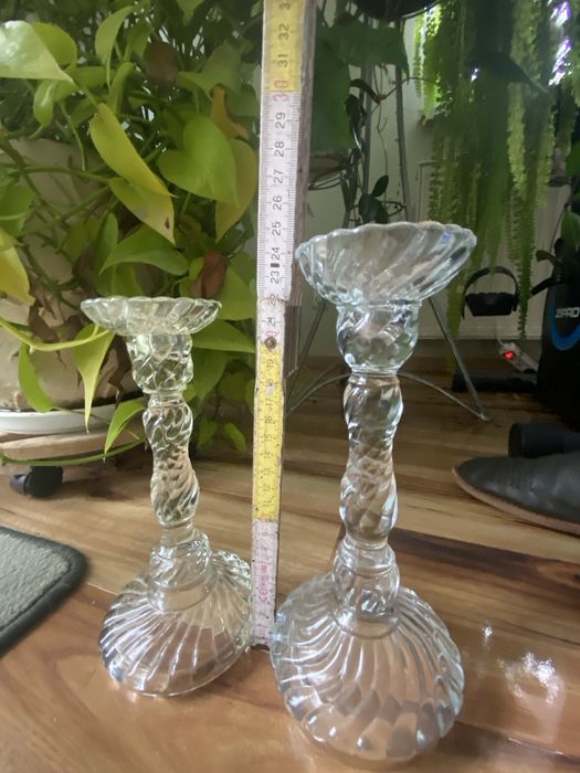 Świeczniki  szklane 2 szt   vintage