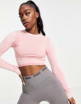 Легінси+кофта Puma Training Evoknit seamless long sleeve crop top pink
