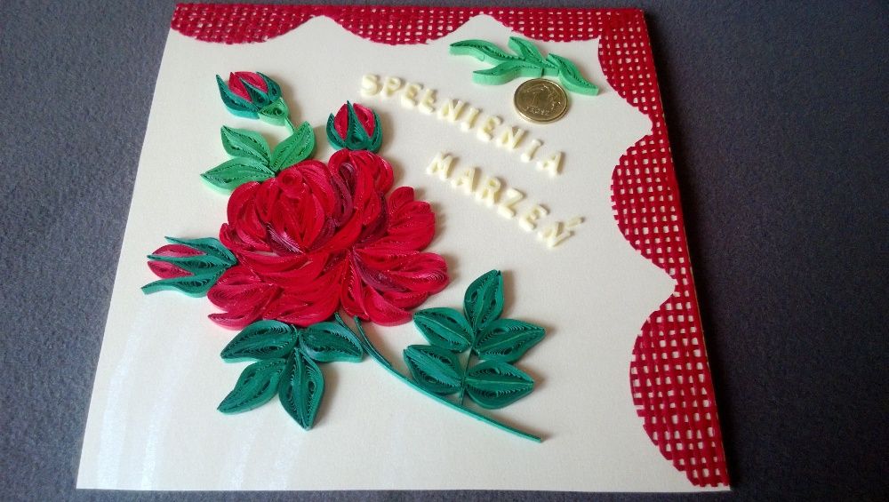 Kartki okolicznościowe, urodziny, imieniny, ręcznie robione, quilling
