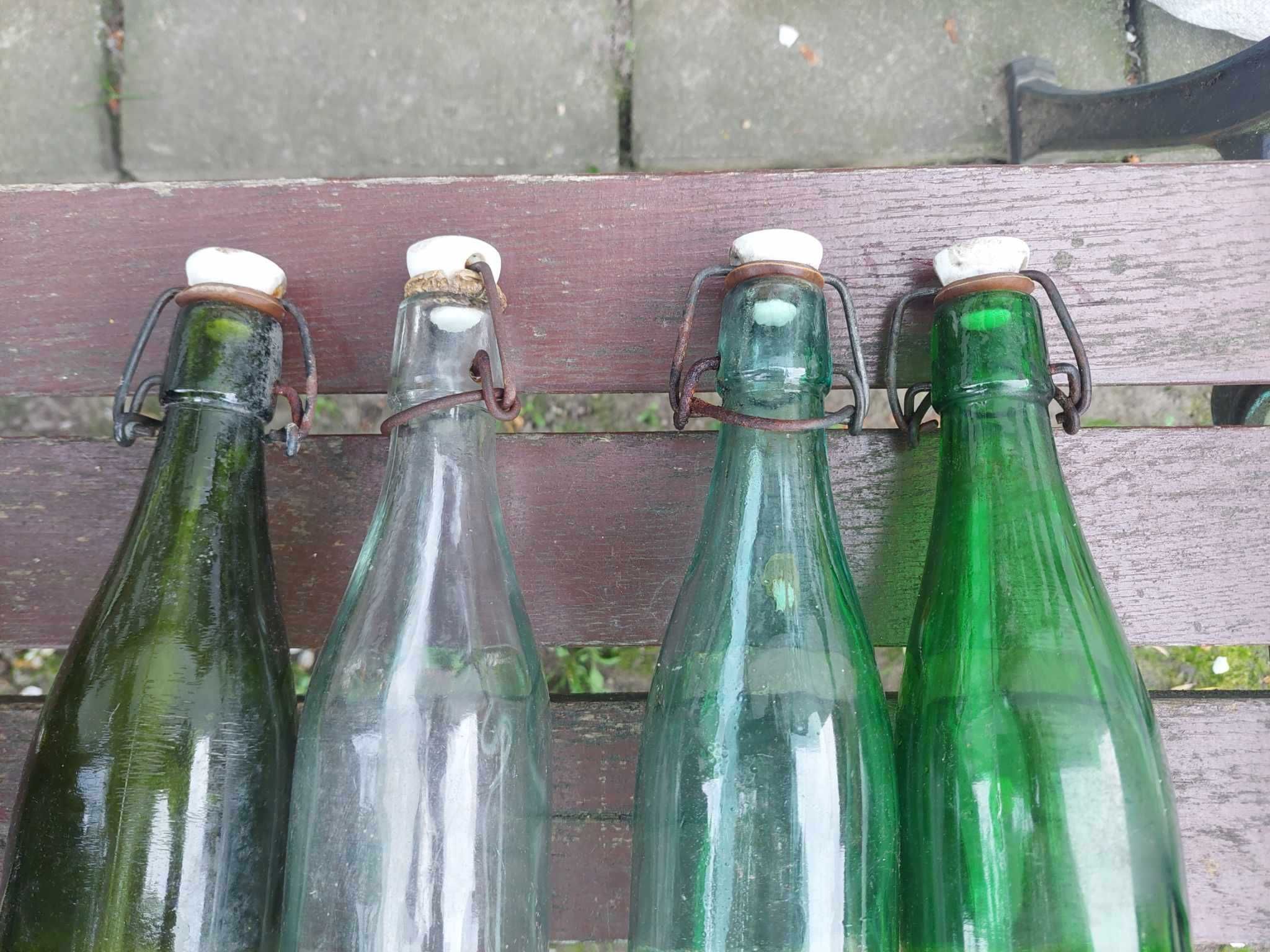 Stare butelki z porcelanką PRL lub starsze