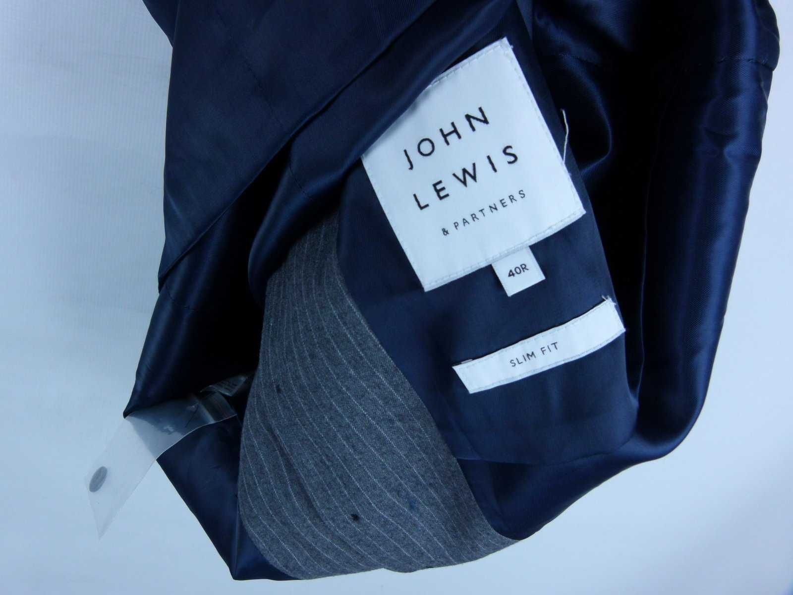 Kamizelka wool John Lewis szara w paski / 40L slim fit
