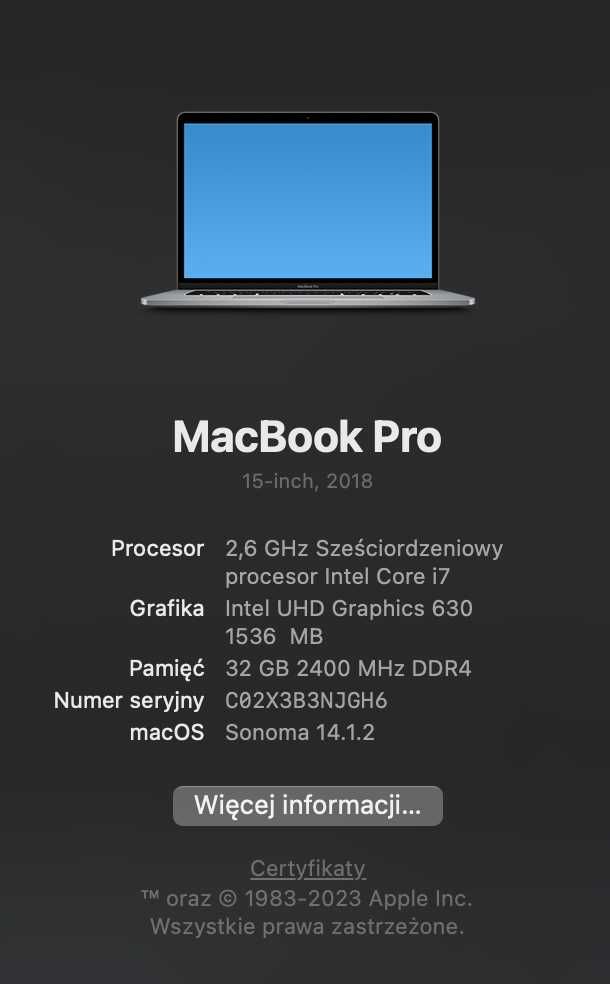 Macbook Pro 15'' 2018