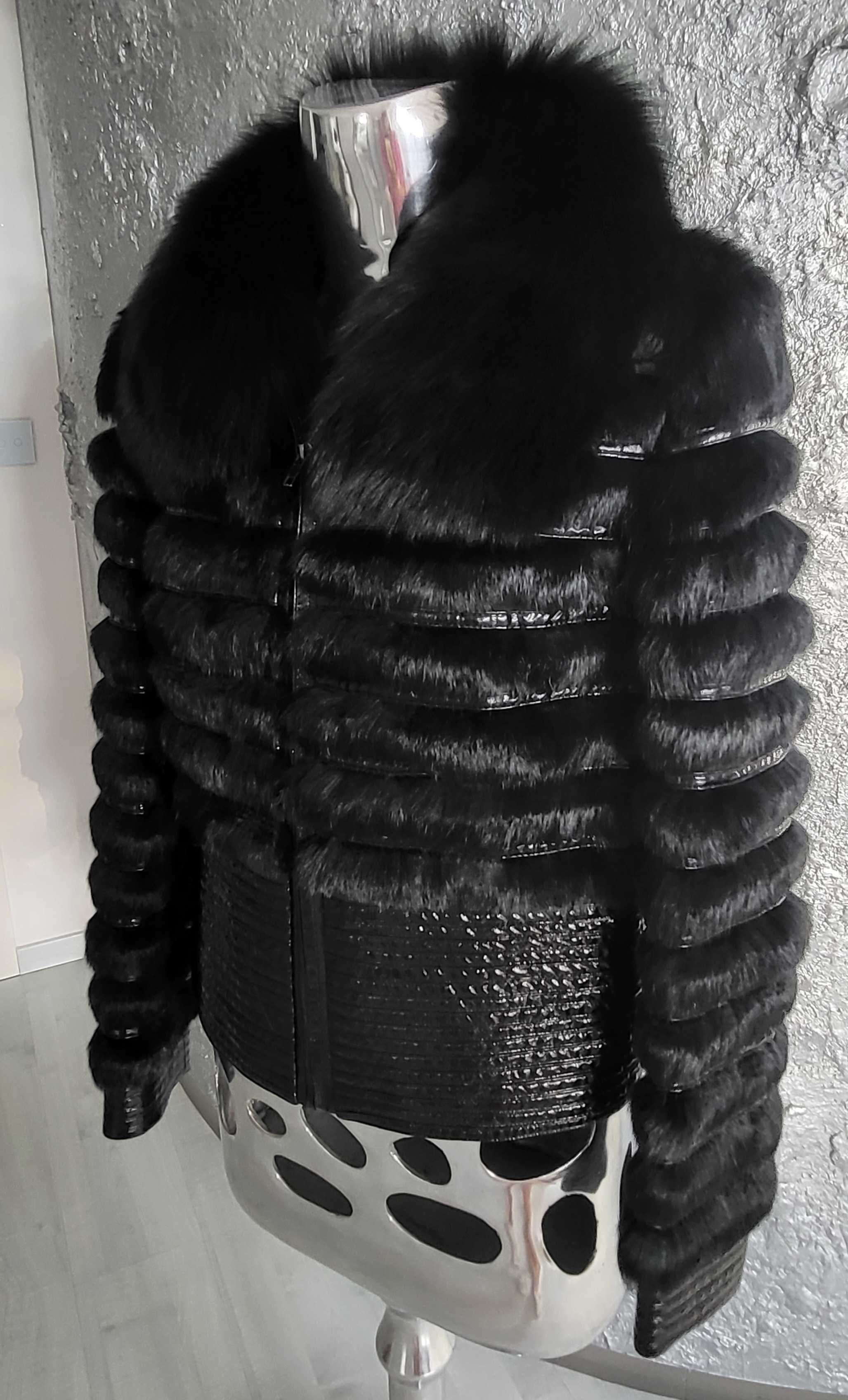 Sagaie futro naturalne lis czarne roz 40 L