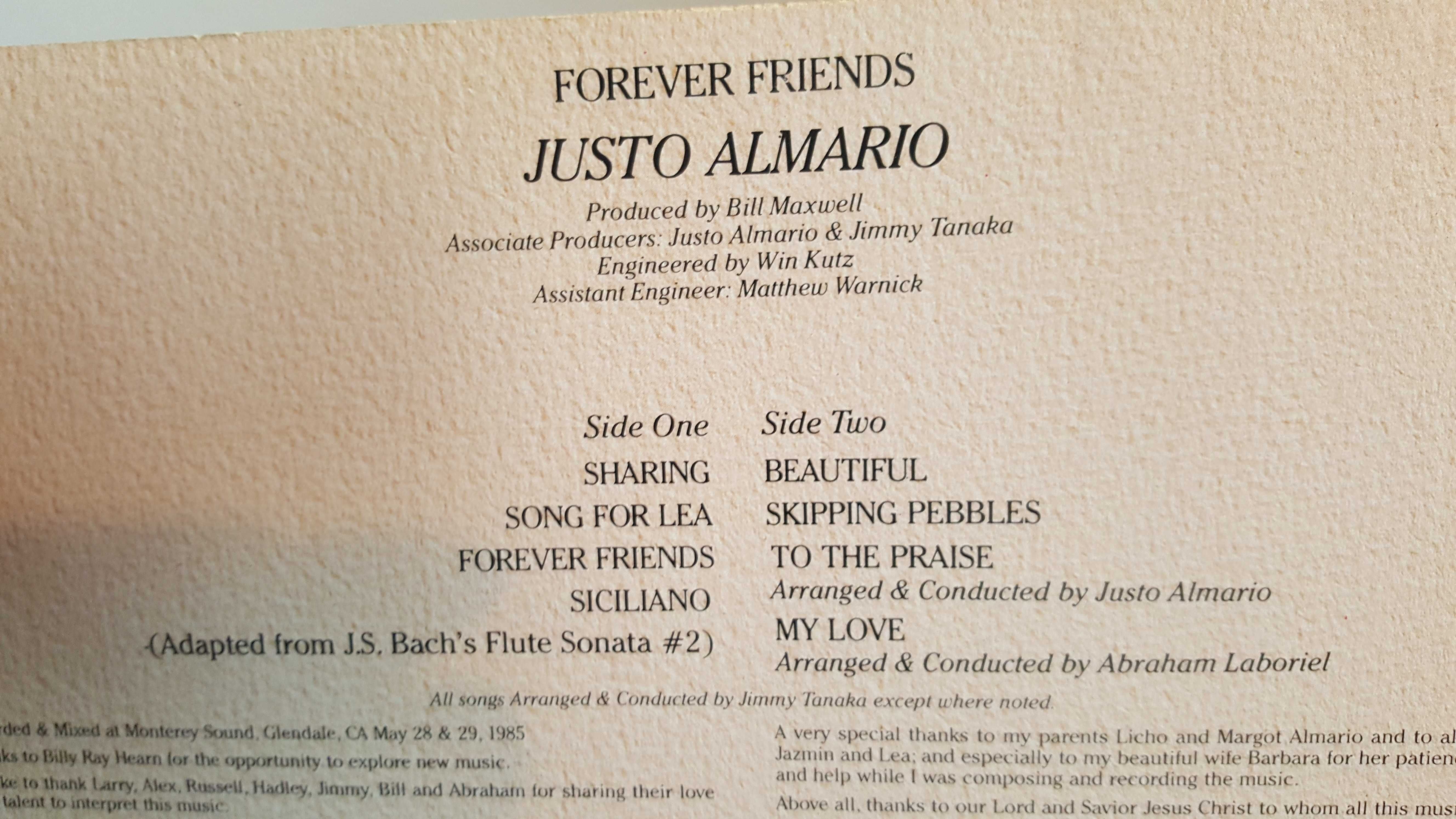 Vinyl. Justo Almario. ,, Forever Friends,, . Wytwórnia MLR