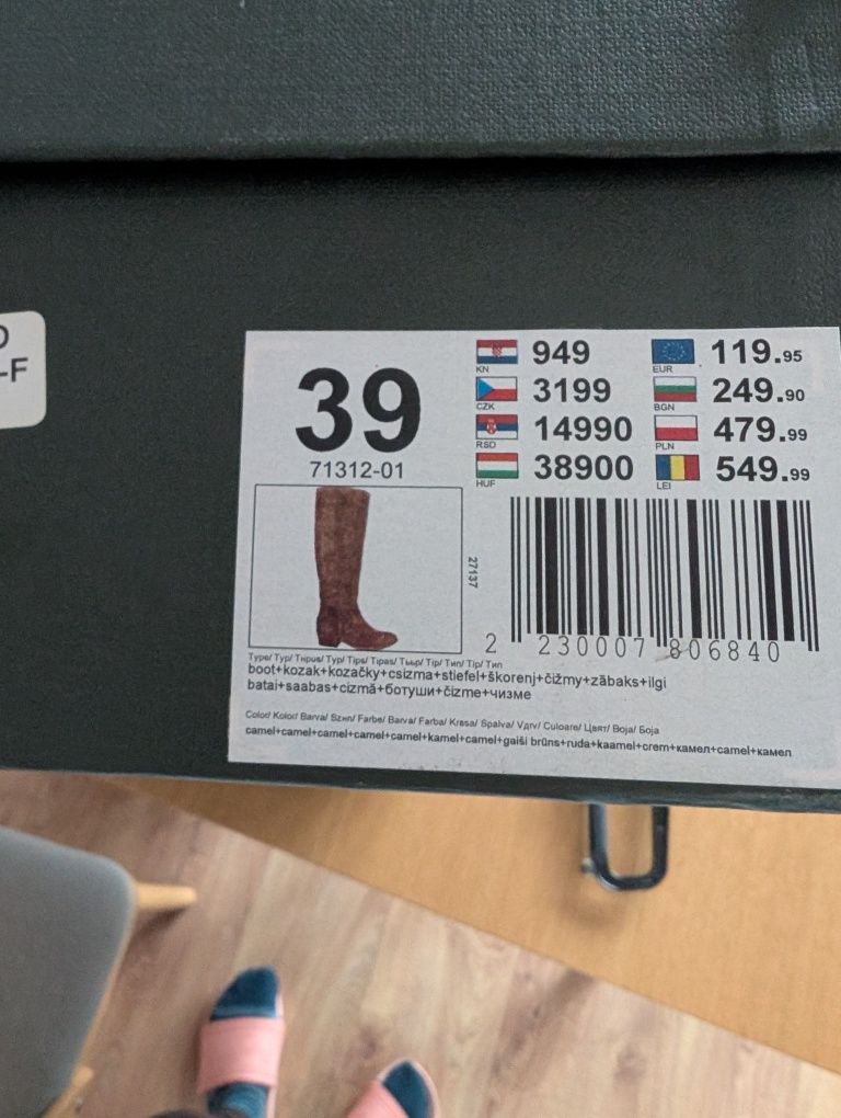 Kozaki zamszowe Gino Rossi brązowo camelowe