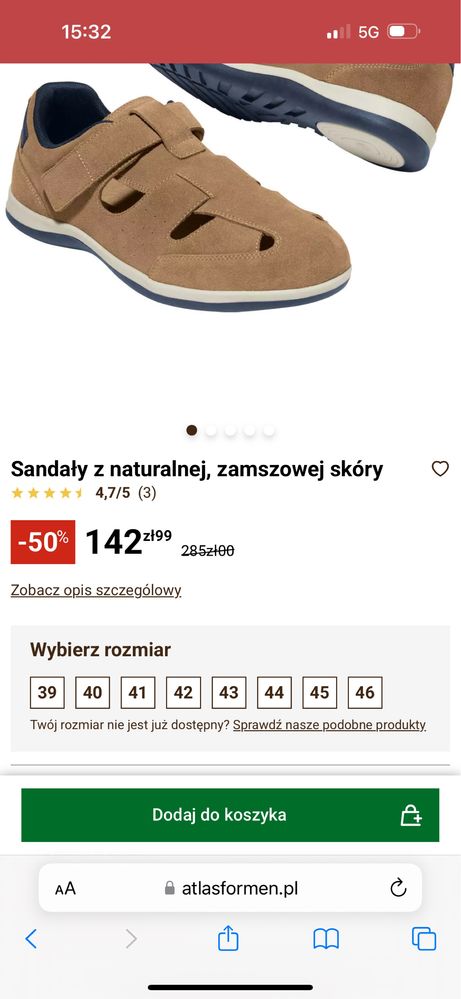 Nowe męskie zakryte sandały rozm. 42 naturalna skóra