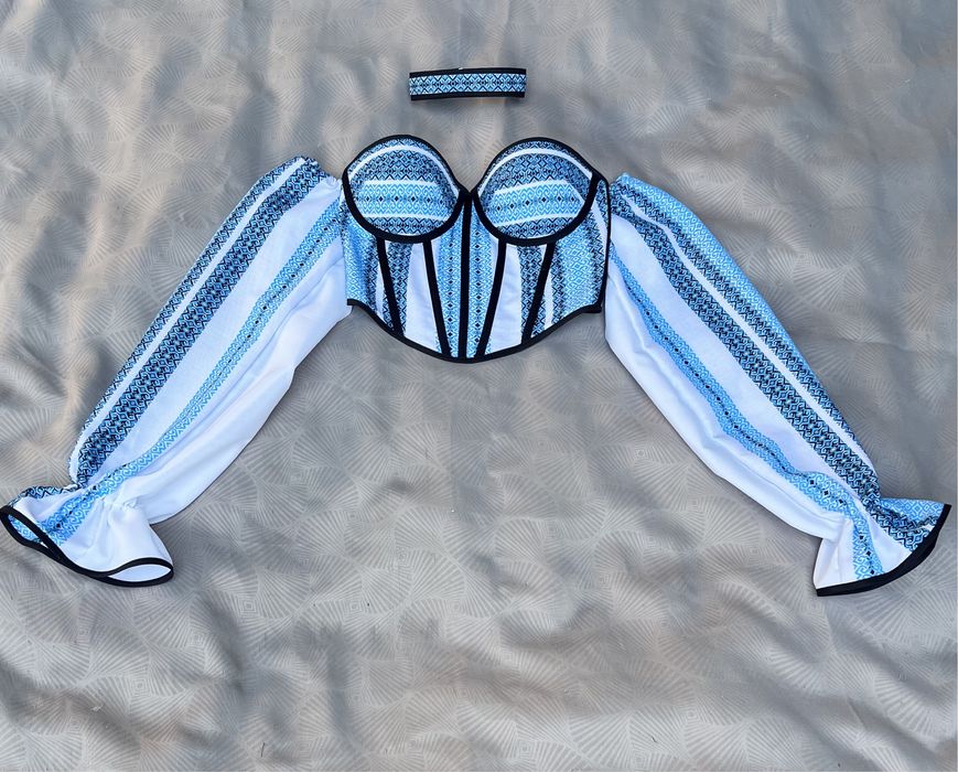 Корсет вишиванка з рукавами та чокер, корсет етно український