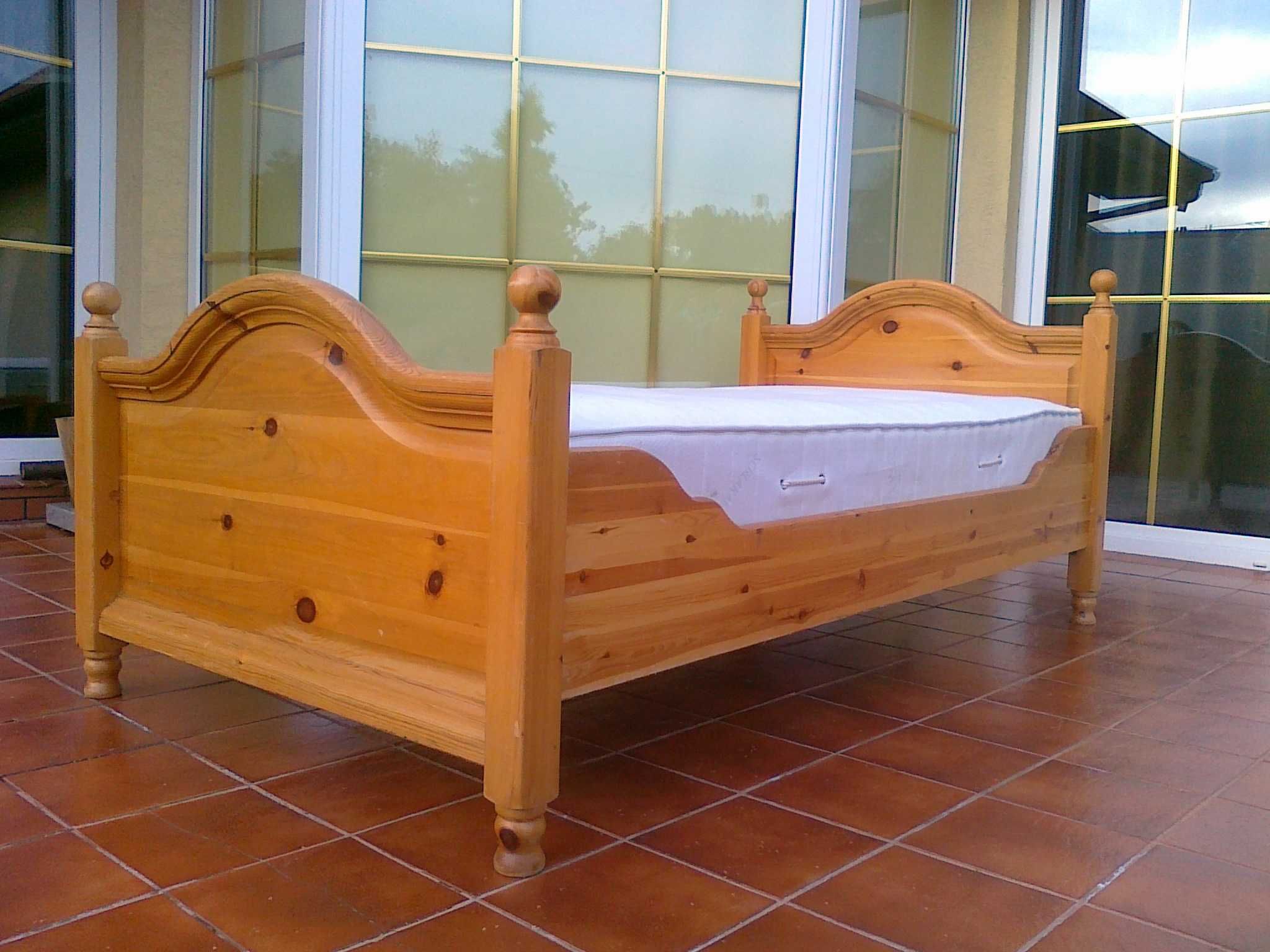 łóżko drewniane stylowe sosnowe 100 x 200 materac stelaż relaks komfor