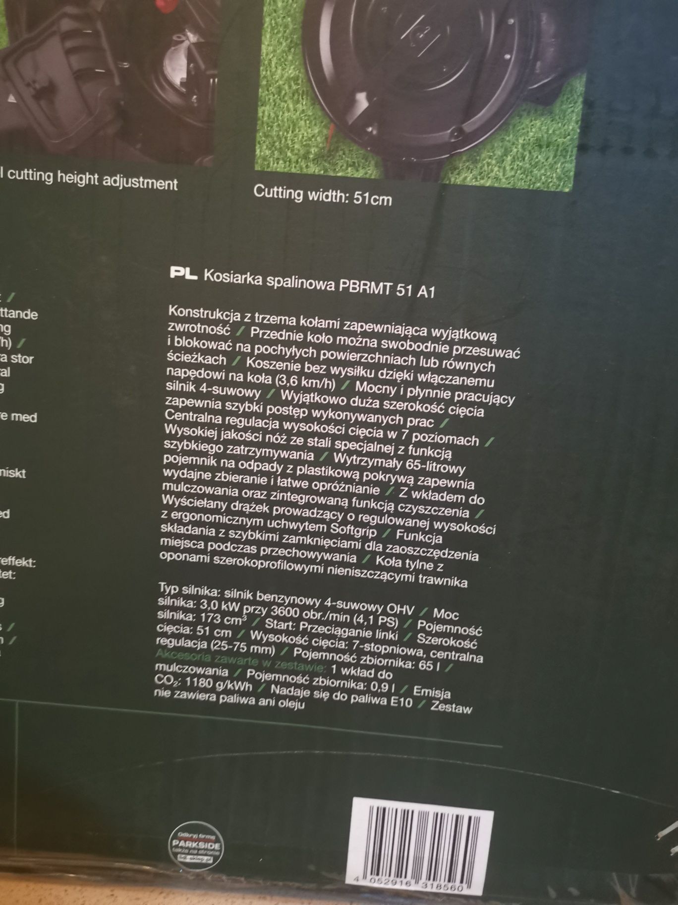 Kosiarka spalinowa z napędem PARKSIDE PBRMT 51 A1 trójkołowa