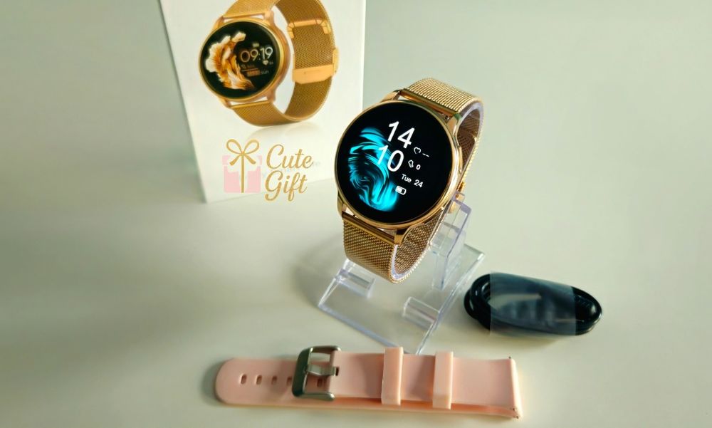 Piękny i Stylowy Smartwatch Zegarek Damski Złota Bransoletka