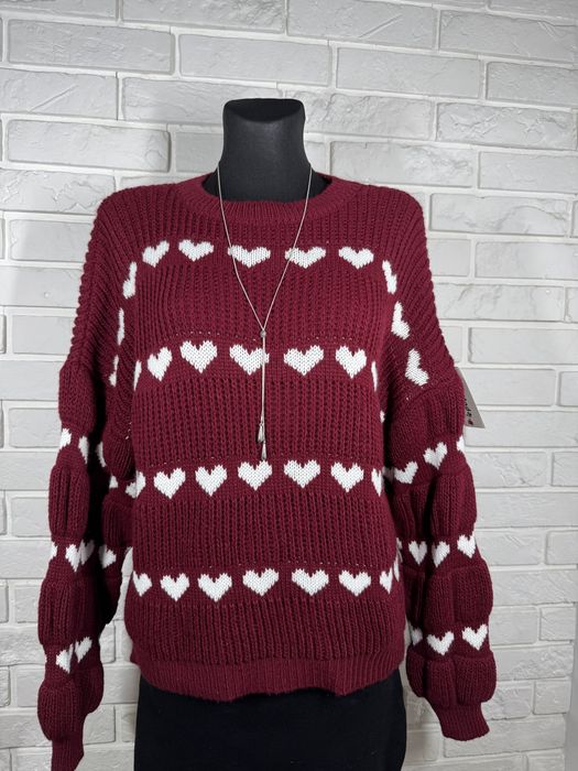 Borowy sweter w serduszka