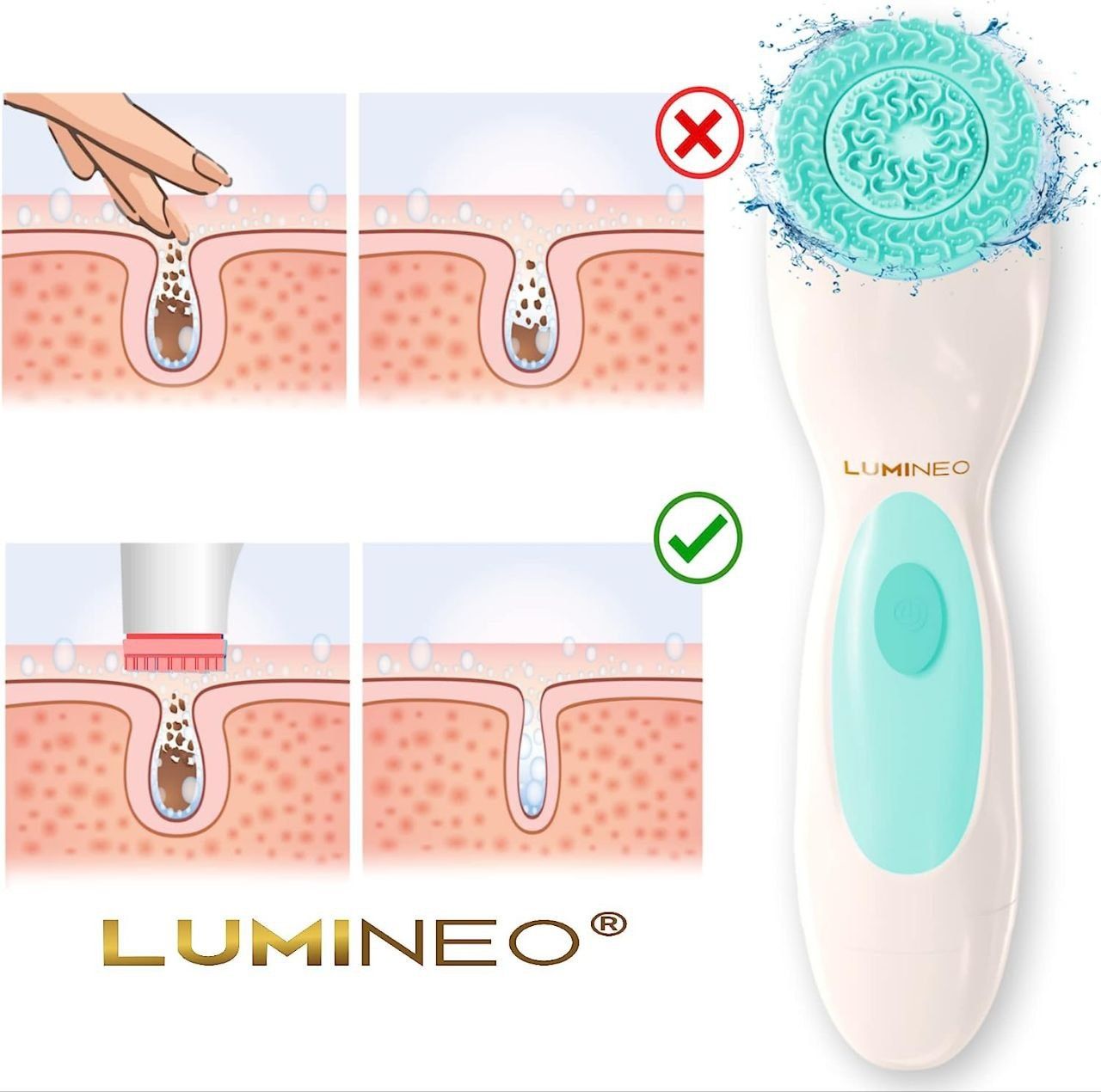 Щіточка для очищення обличчя Lumineo Brush pink + гель-спа