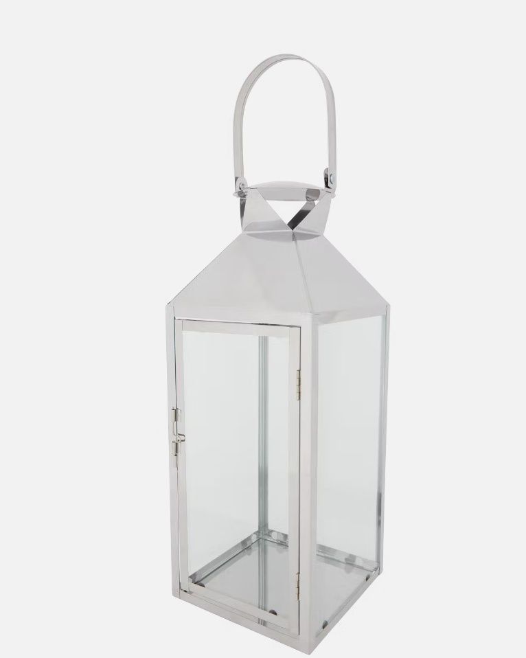 Latarnia, Lampion XL Glamour srebrny stylowy