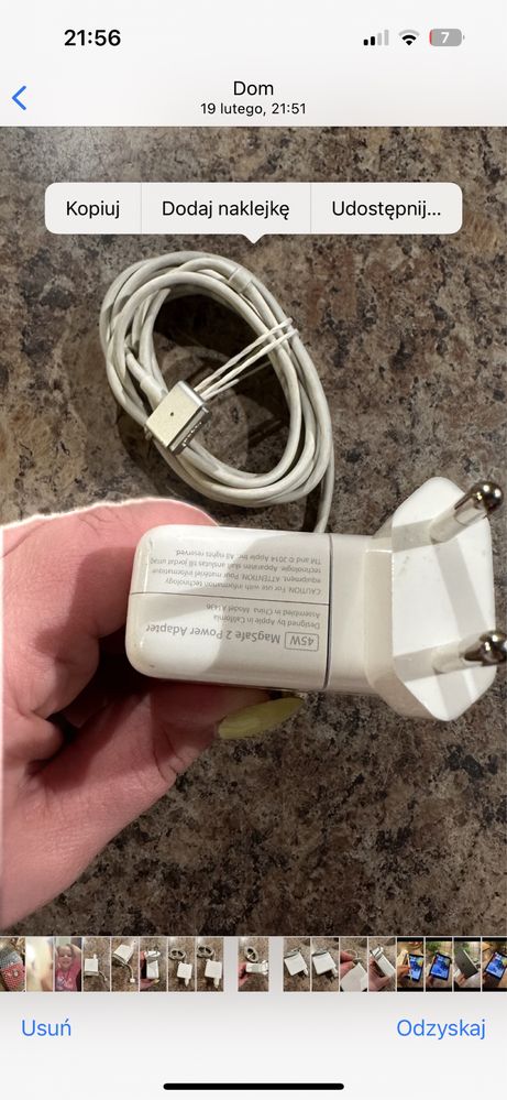 Oryginalna ładowarka Apple Macbook Magsafe 2 - 45W