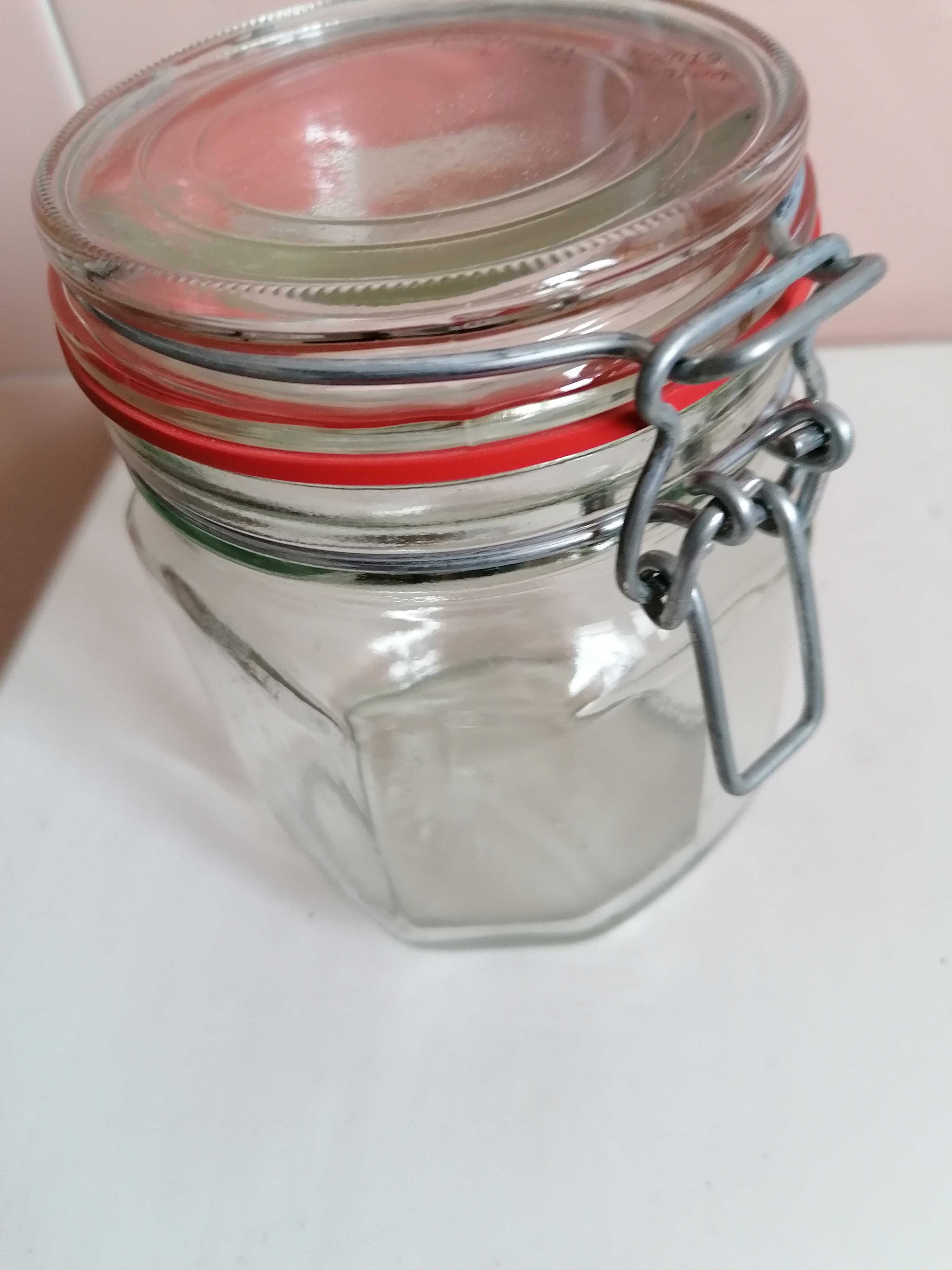 Stary słój szklany z gumką zamykany klamrą - poj. 1 litr