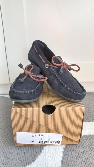 Massimo Dutti Skórzane mokasyny 34 zamszowe granatowe wesele komunia