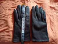 Rękawiczki skórzane brązowe 26cm damskie skóra naturalna vintage 8¾