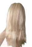 Dluga peruka naturalna jasny blond włosy naturalne mikroskóraq