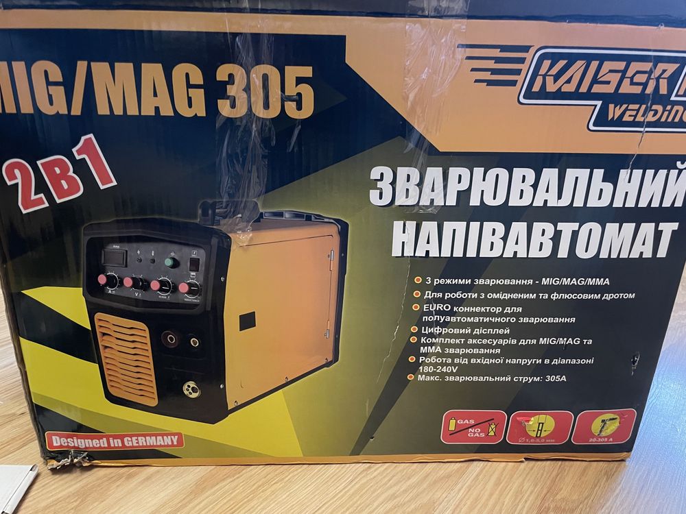 Напівавтомат,Полуавтомат,Зварювальний інвертор,Kaiser MIGMAG-305Новий!