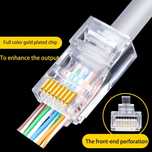 50 Uni Conector Ficha RJ45 Cat6 Pass Through Perfurado Cristal