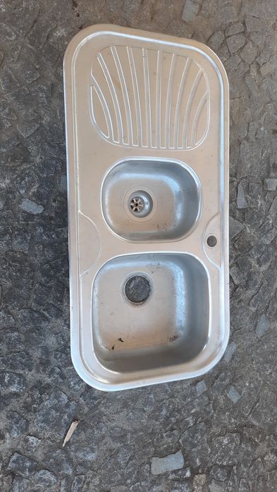 Banca inox com duas pias