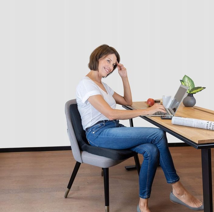 Ergonomiczna Poduszka Podparcie Pleców Krzesła Antypoślizgowa Czarna