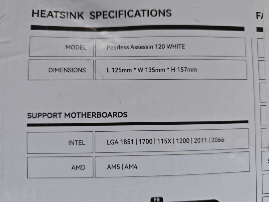 Piękne Białe Nowe Thermalright Peerless Assassin 120 każdy socket