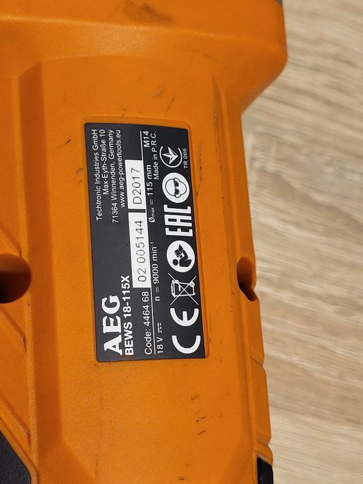 Szlifierka kątowa AEG BEWS 18 ładowarka AL9618 akumulator L1840S