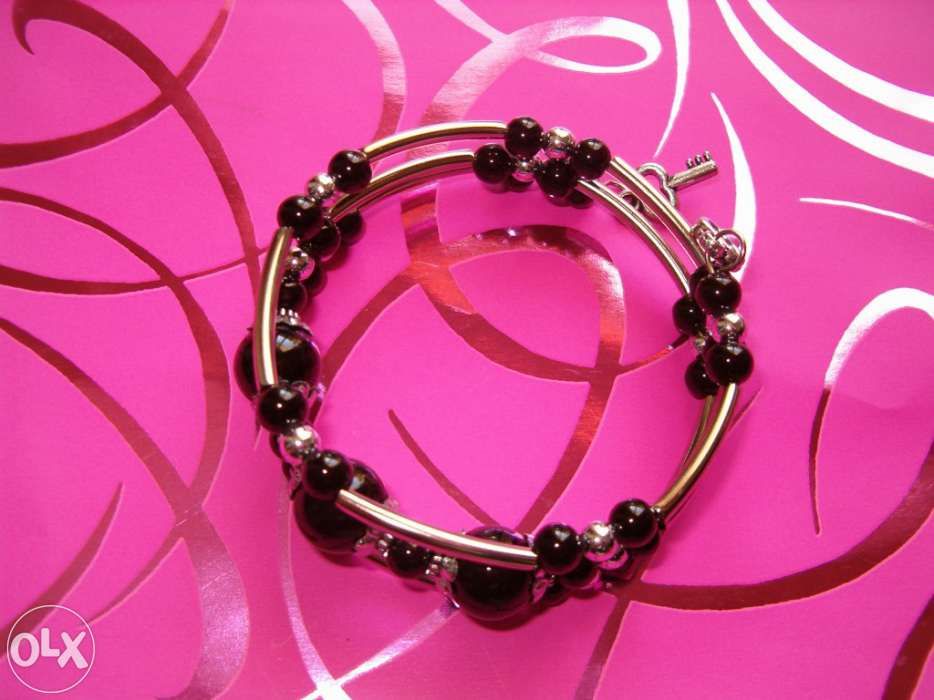 Pulseira prateada preto - NOVA 100%