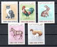 Znaczki Jemen - Kot, koty, kogut, zając i inne zwierzęta