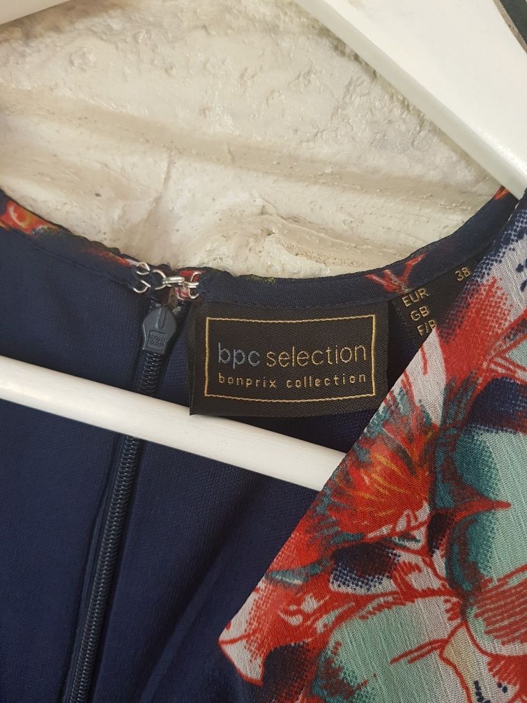 Piękna elegancka sukienka wiosna jesień maxi w kwiaty M L