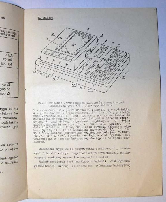 Instrukcja eksploatacji OMOMIERZ MAGNETOELEKTRYCZNY OM 1 2 iiiiiiiiii