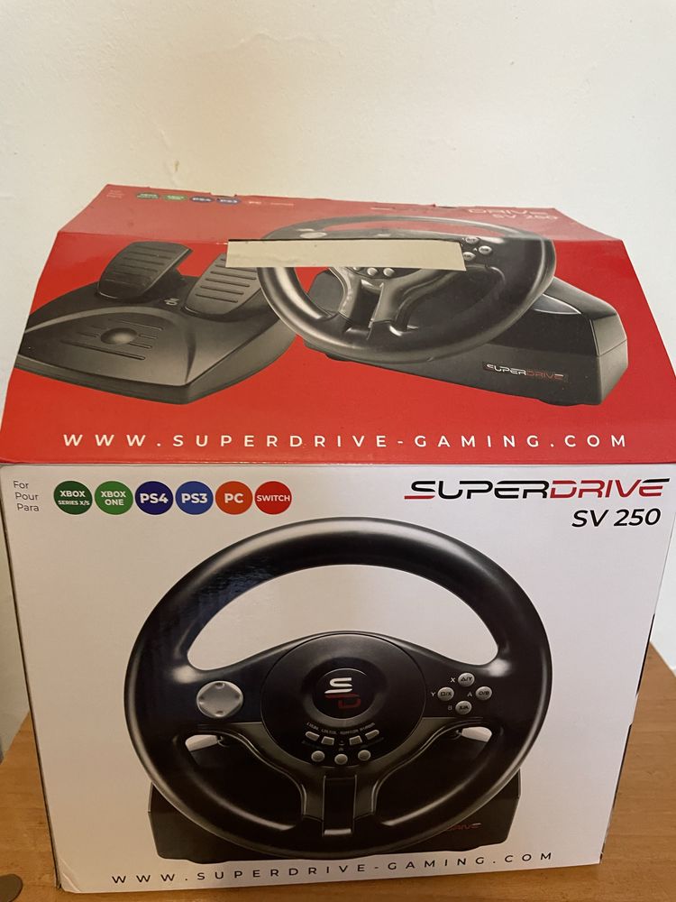 Racing steering wheel with pedals and shift paddles for Nintendo