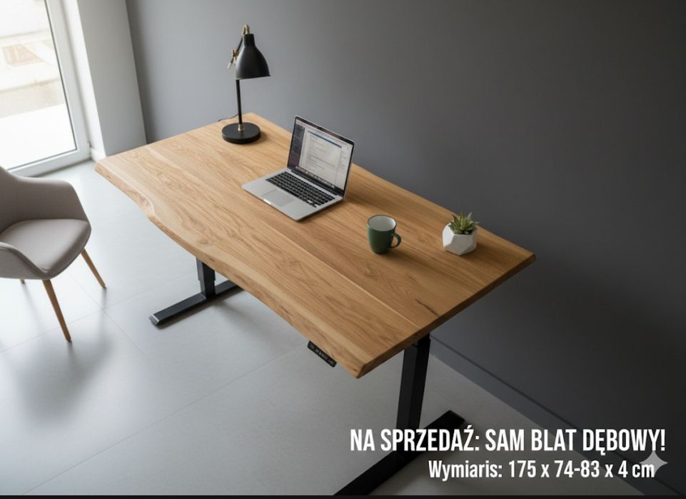Blat dębowy 175x74-84 na stół biurko ławę