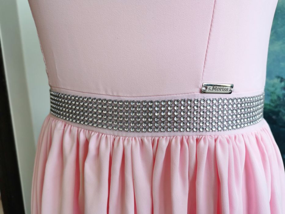 Długa sukienka, suknia, wieczorowa, różowa, dla Świadkowej Druhny maxi