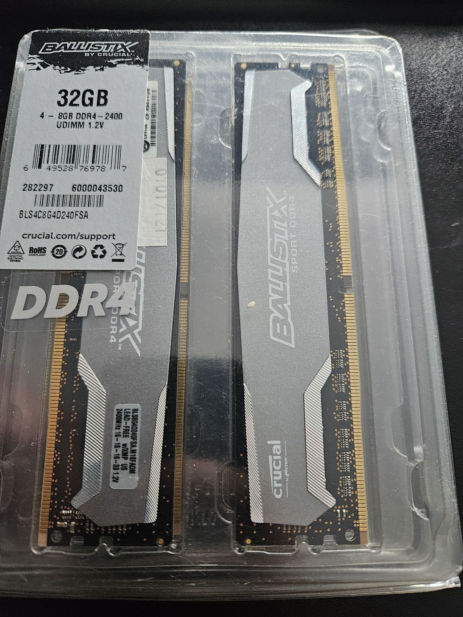 Pamięć RAM DDR4 32gb Crucial Ballistix 4x8gb