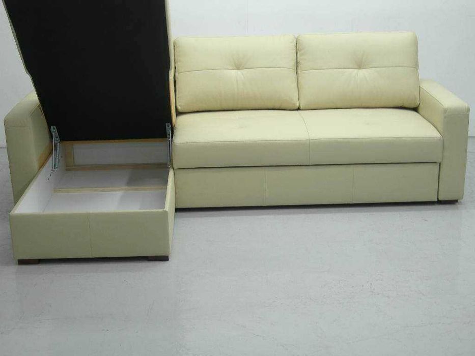 FAB 1100 beżowa skóra naturalna narożnik, rogówka kanapa sofa spanie