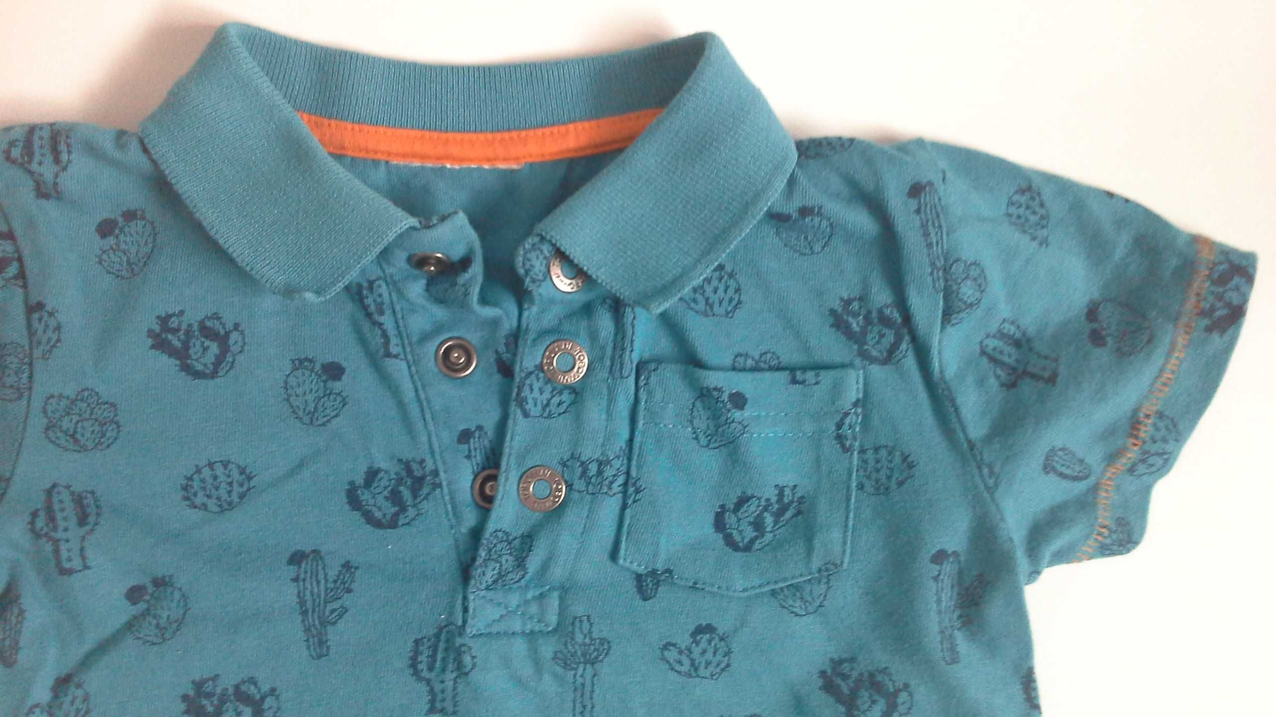 Zestaw Topomini 9-12mcy bluzka polo logo kołnierzyk + Krótkie spodenki