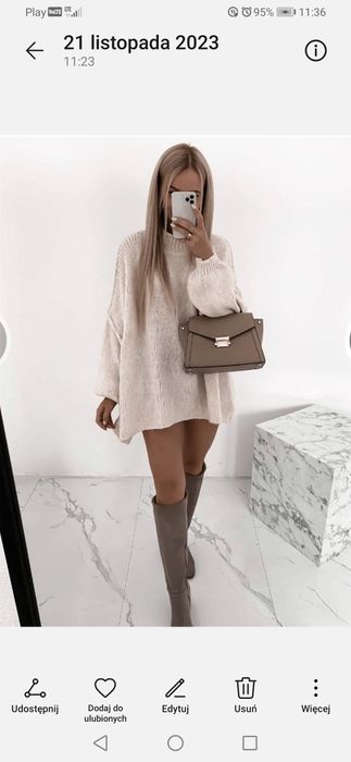 Beżowy sweter damski