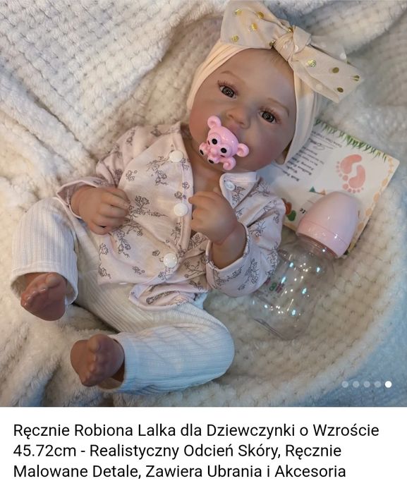 Lalka jak żywe dziecko reborn piękna NOWA duża 46cm , cala gumowa , br