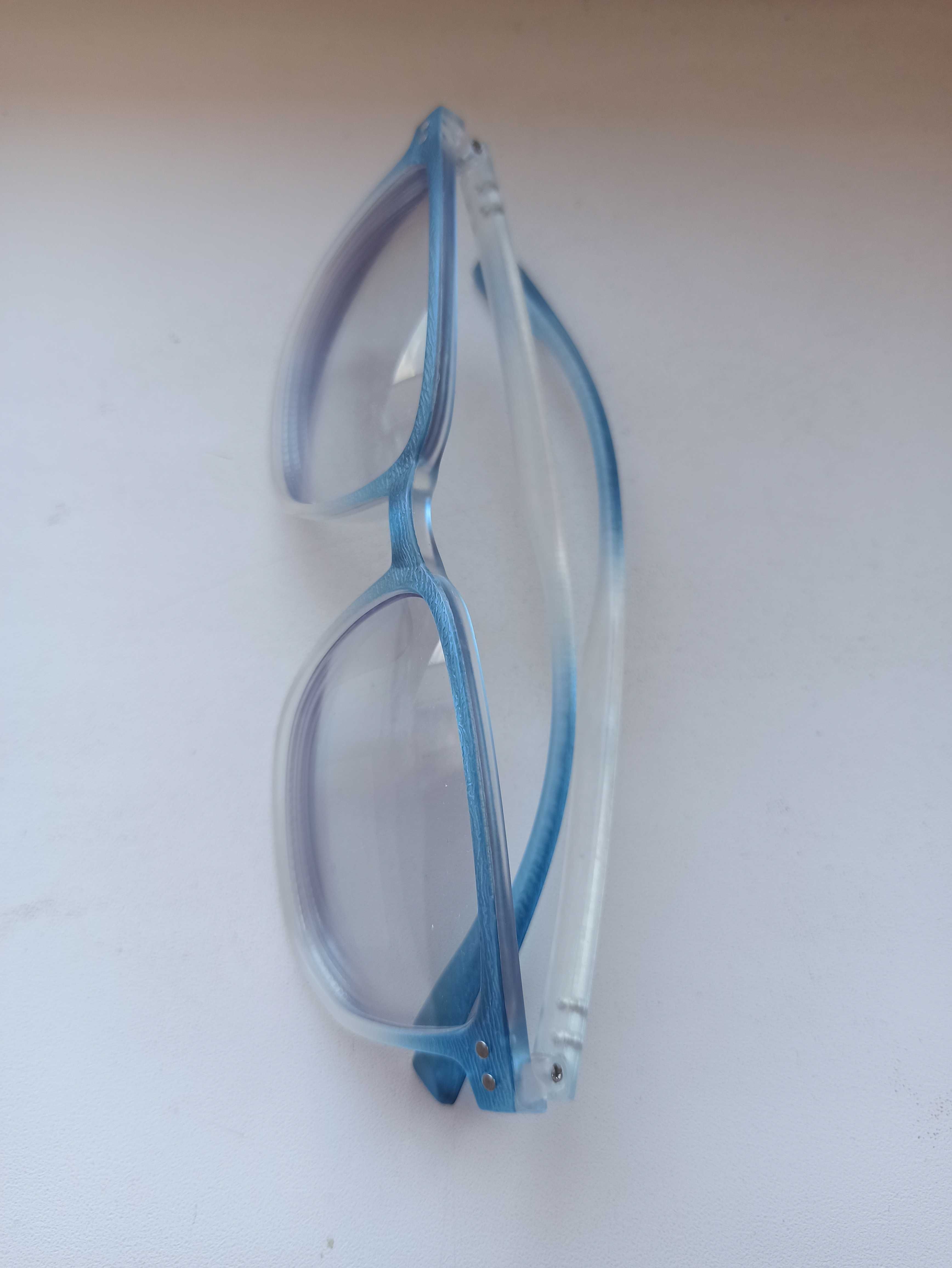 Okulary korekcyjne -2,5 niebieskie błękitne cieniowane oprawki